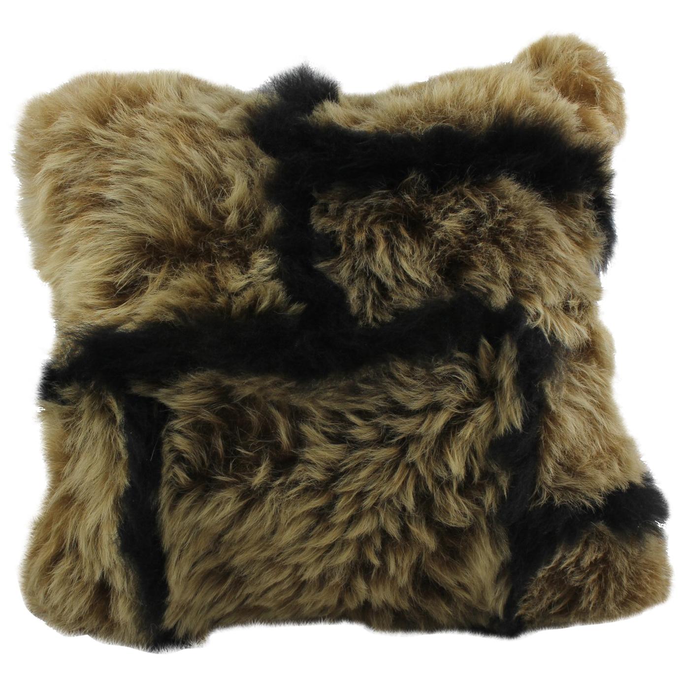 Treasure Black and Gold Sheepskin Pillow, Made in Australia For Sale