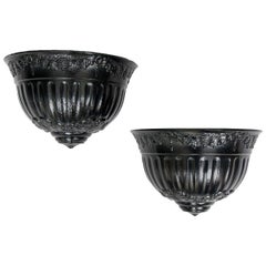 Antique  PAIR Georgian Regency Period Wall Planters Cast Iron with Good Detail, Ca 1820