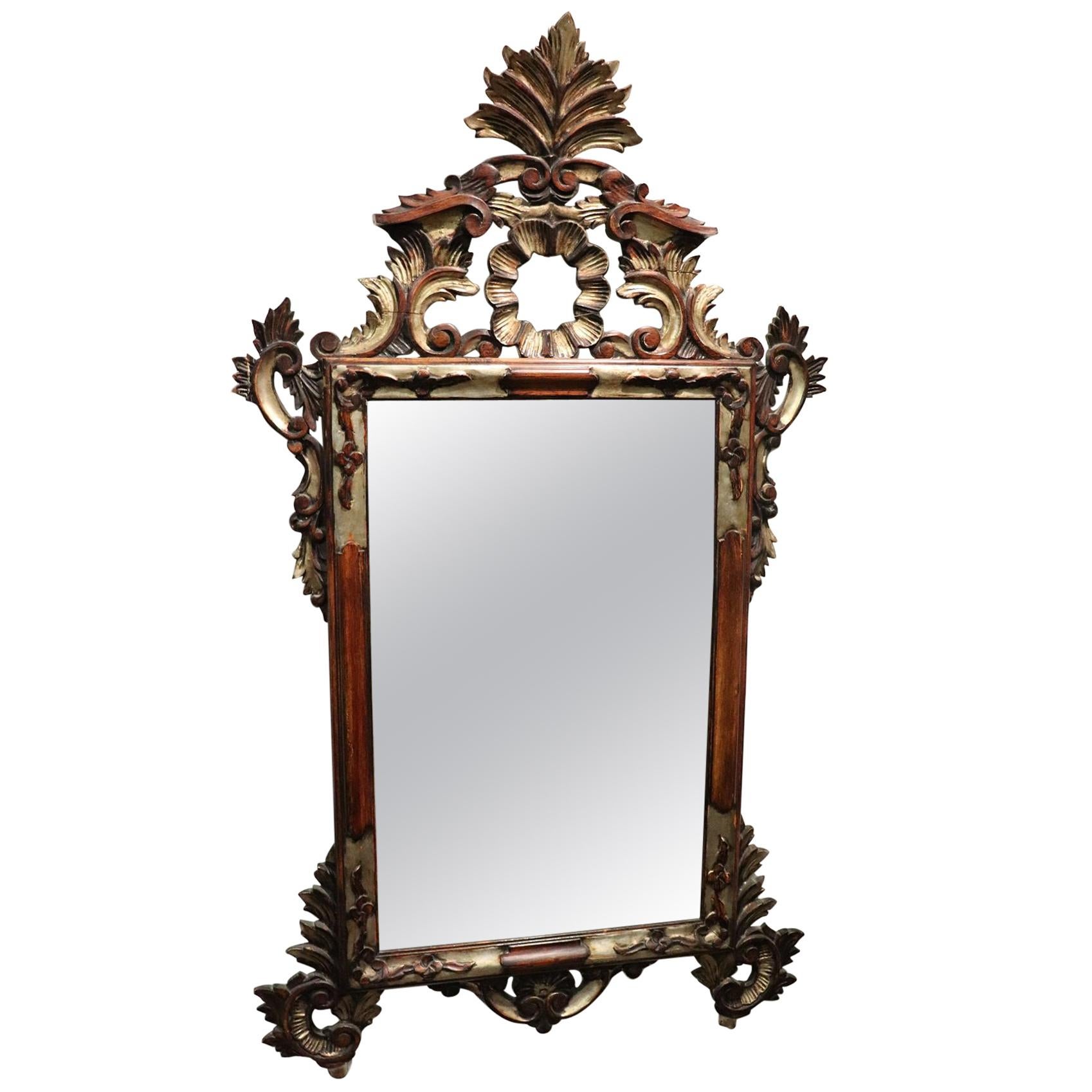 20th Century Italian Louis XV Style Silvered Wood Wall Mirror
