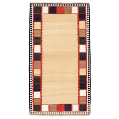 Vintage Minimalist Graphic Tribal Kilim Rug