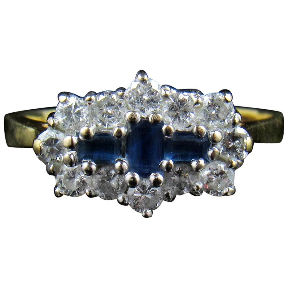 18-Carat Gold, Sapphire and Diamond Ring, Size N