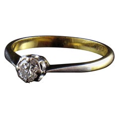 Vintage 18-Karat Gold Diamond Solitaire Engagement Ring in Classic Four Prong Setting