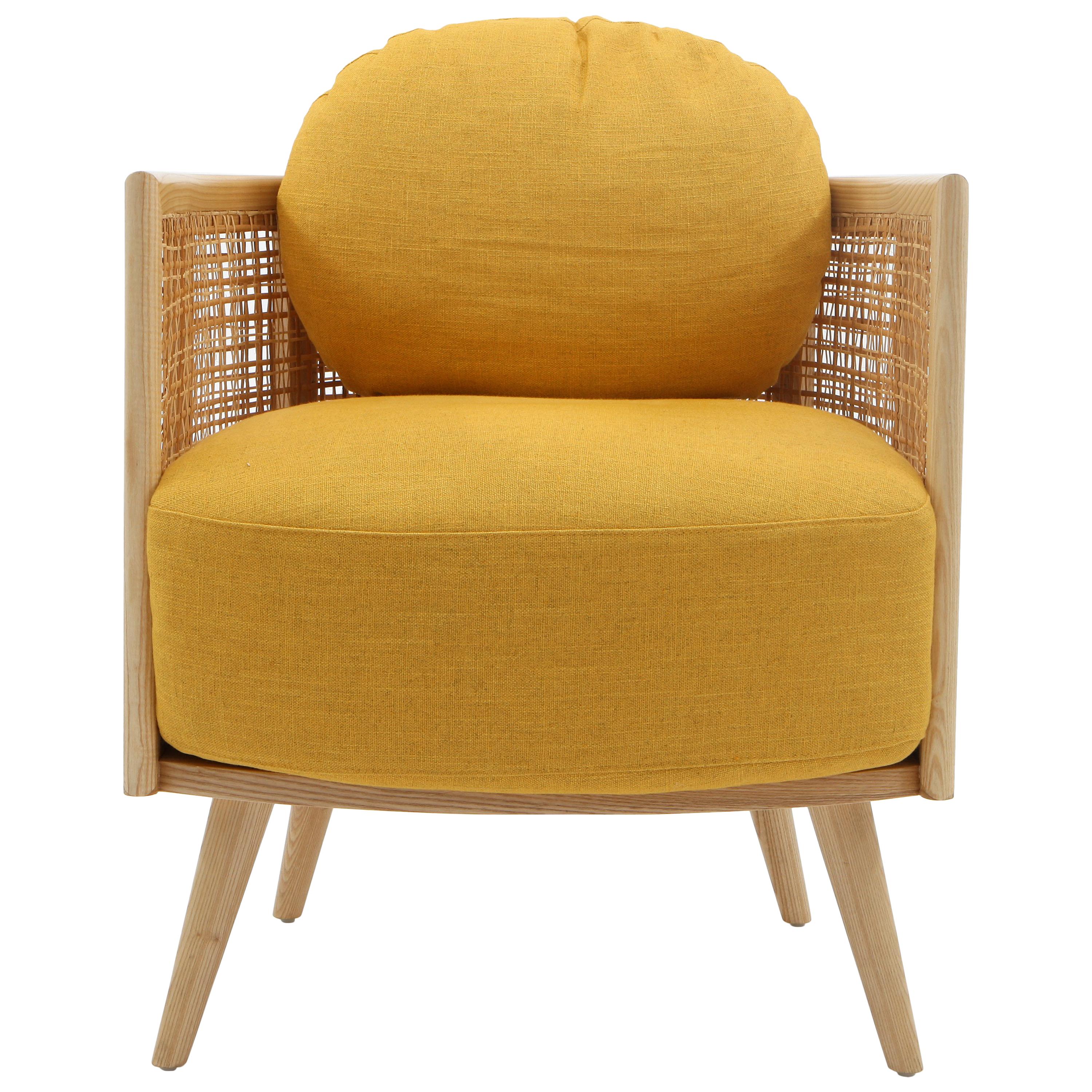Summerland Armchair in solid ash wood and straw weaving pattern For Sale