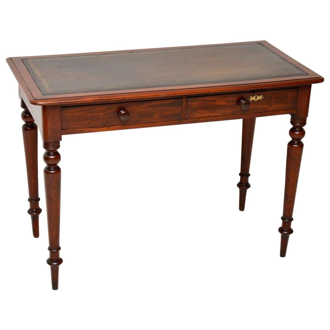 Antique Victorian Mahogany Leather Top Writing Table