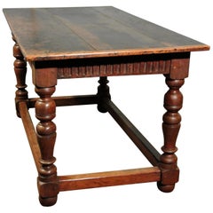 Used Early 19th Century Oak Refectory Dining Table, Seating Six