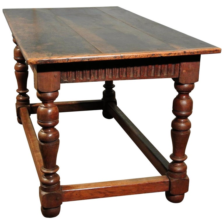 Early 19th Century Oak Refectory Dining Table Seating Six