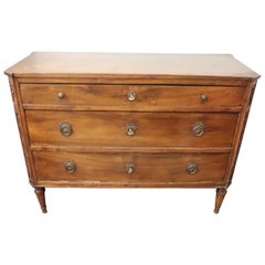 18th Century Italian Louis XVI Walnut Commode or Chest of Drawer