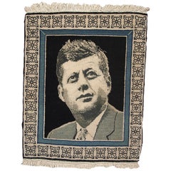 Handmade Vintage Tabriz Style Kennedy Portrait Rug, 1980s, 1B365