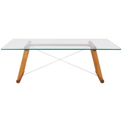 Superstudio 'Teso' Italian Dining Table in Wood and Glass, 1970s