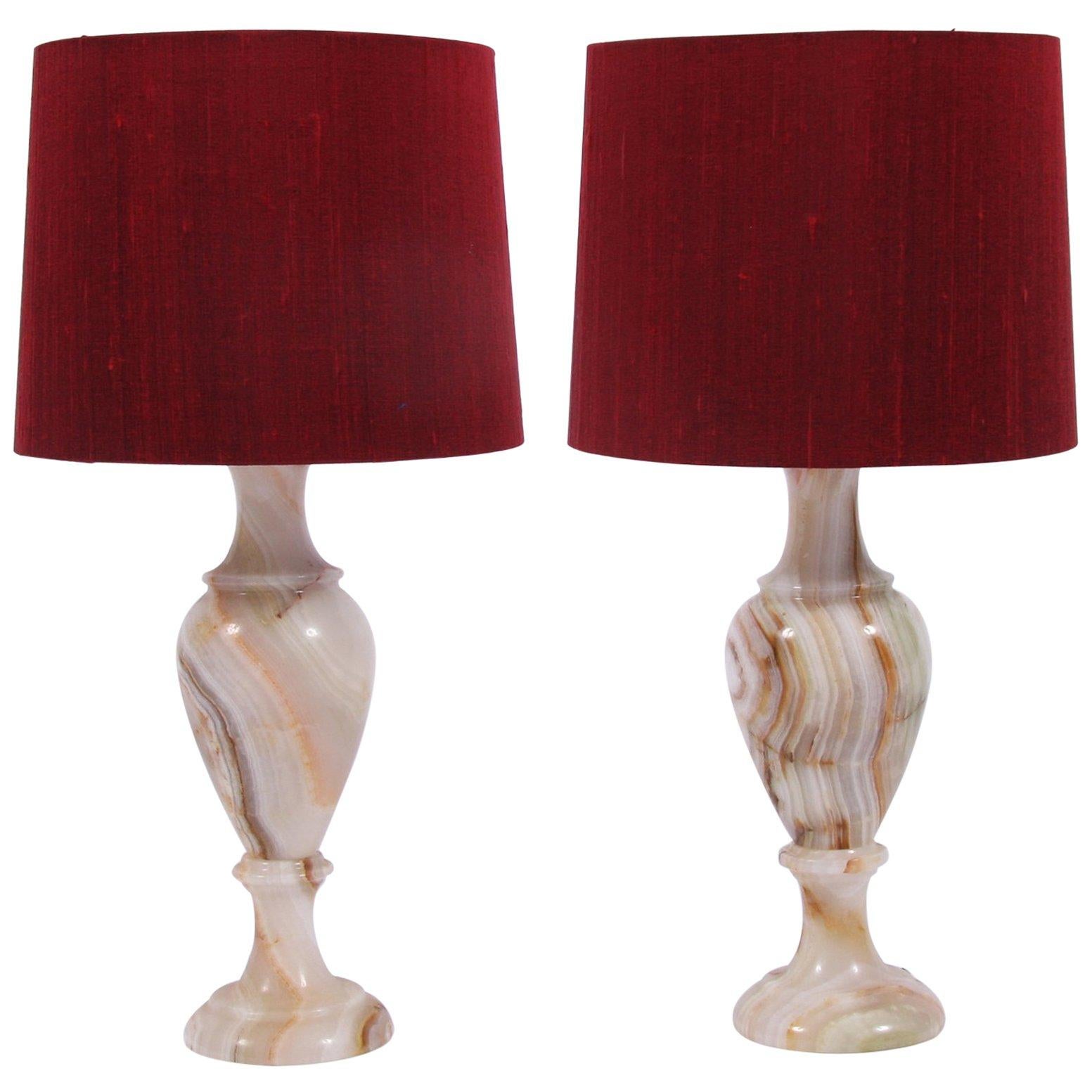 Pair of 1970s Alabaster Table Lamps