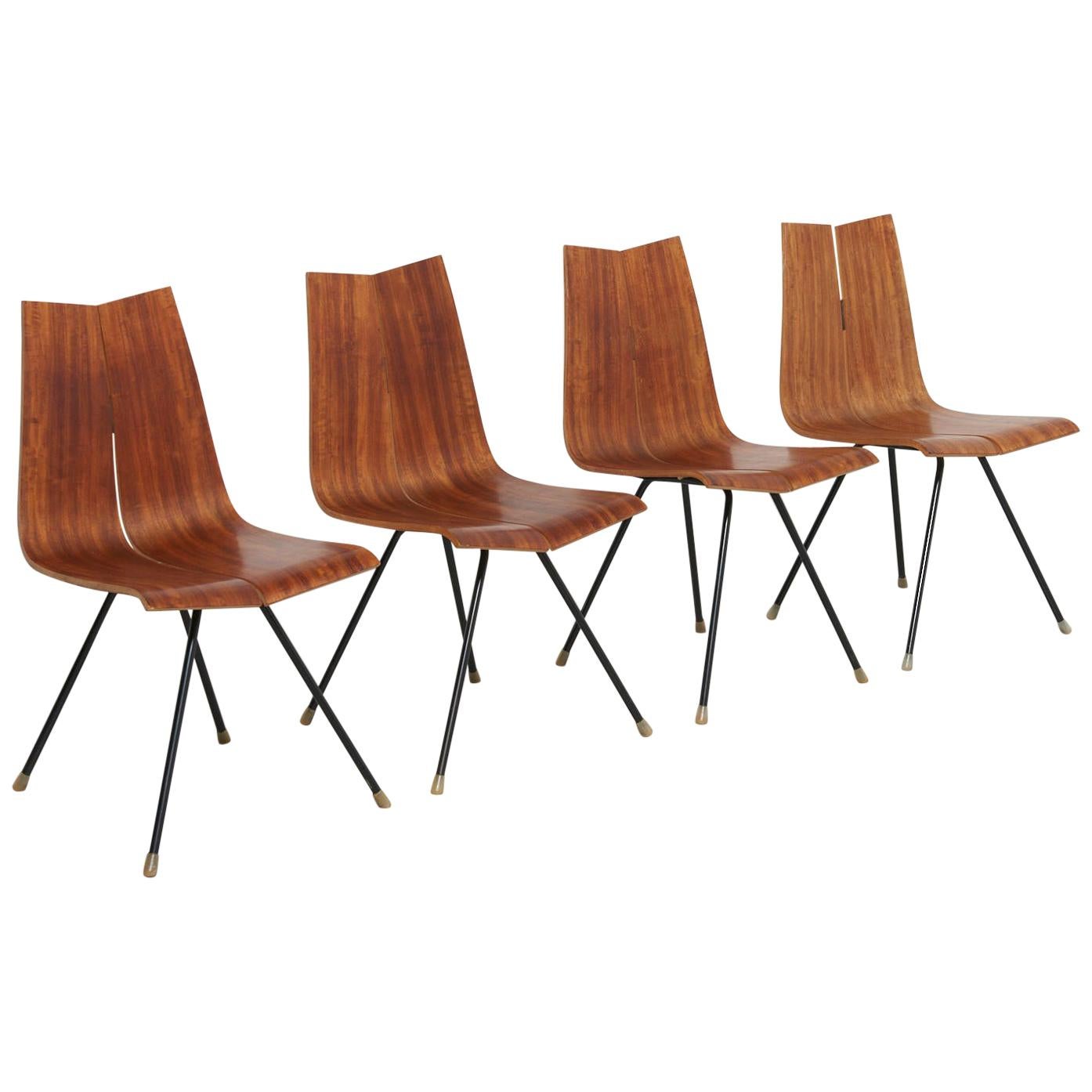 4 'GA' Chairs by Hans Bellmann in 1955, Made by Horgen Glarus in Switzerland