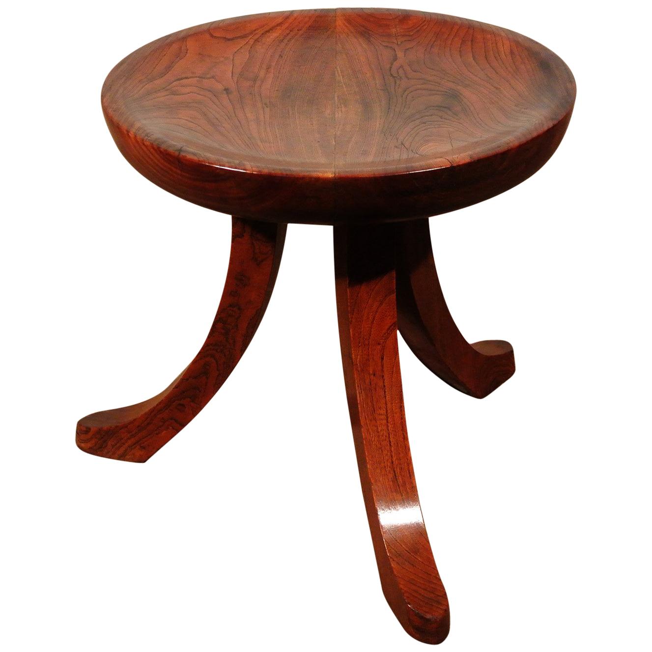 Unusual 'Liberty Thebes' Design Round Stool in Solid Walnut, circa 1900 For Sale