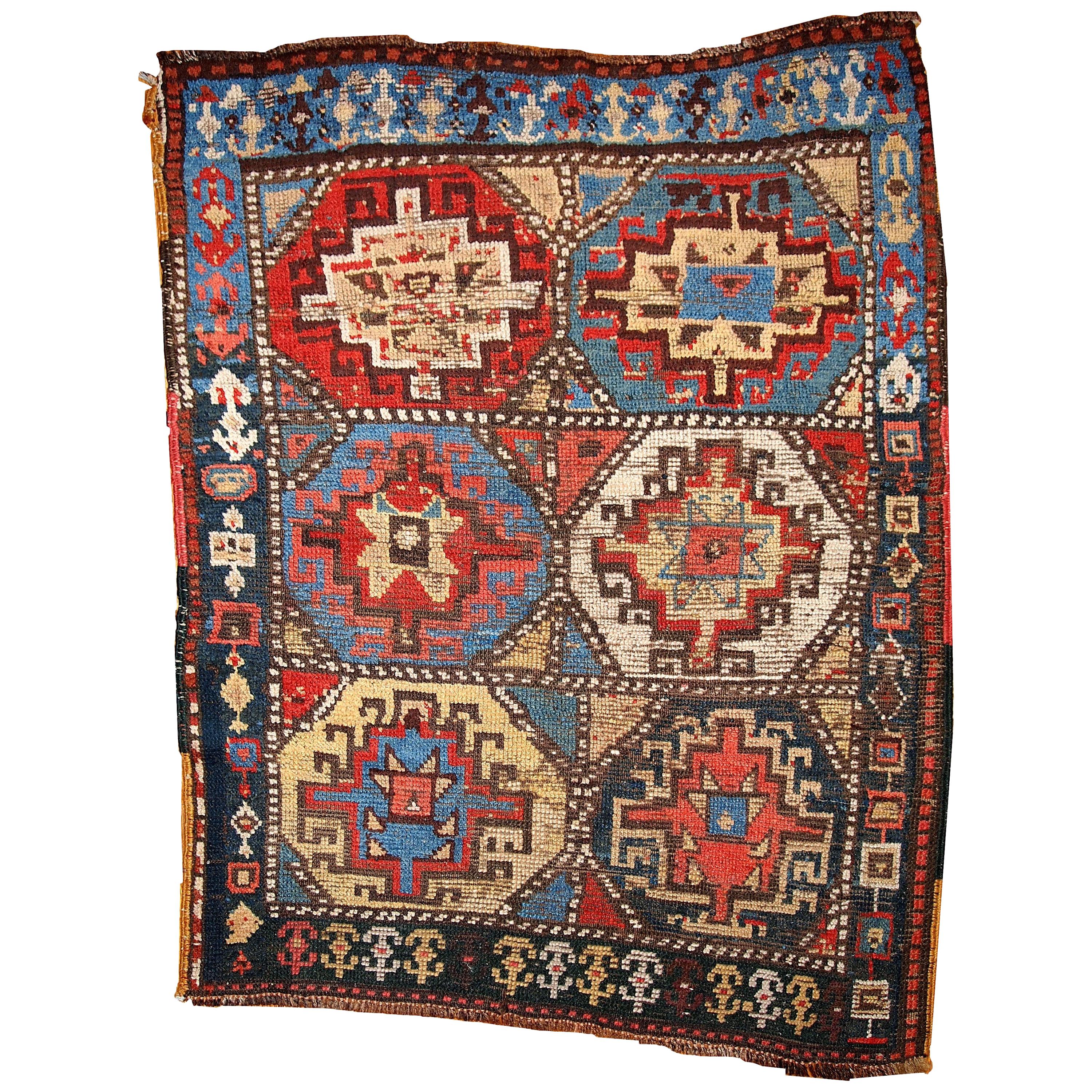 Handmade Antique Kurdish Style Rug, 1870s, 1B441 For Sale