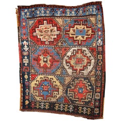 Alfombra antigua hecha a mano de estilo kurdo, década de 1870, 1B441