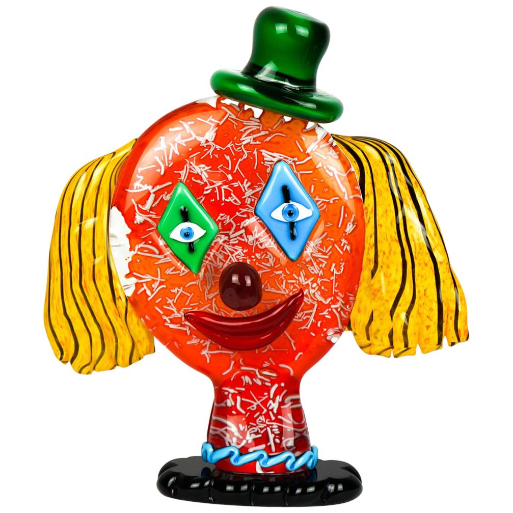 Abstract Sculpture Head Clown Murano Glass Pop Art by Badioli For Sale