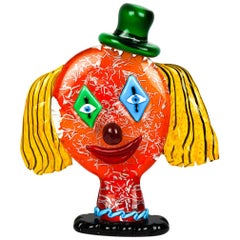 Escultura Abstracta Cabeza Payaso Vidrio Murano Pop Art by Badioli
