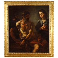 17th Century Oil on Canvas Italian Biblical Painting Giuseppe Unveils the Dreams