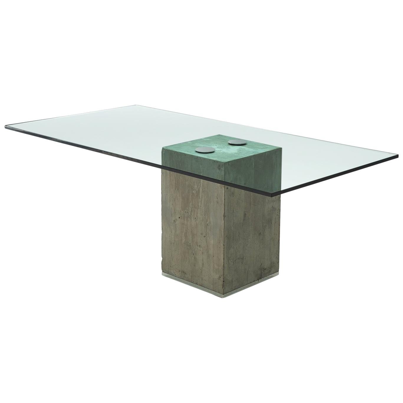 Sergio & Giorgio Saporiti Dining Table in Glass and Concrete