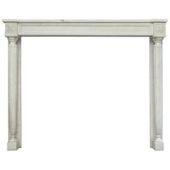 French Late 19th Century White Marble Fireplace Mantel