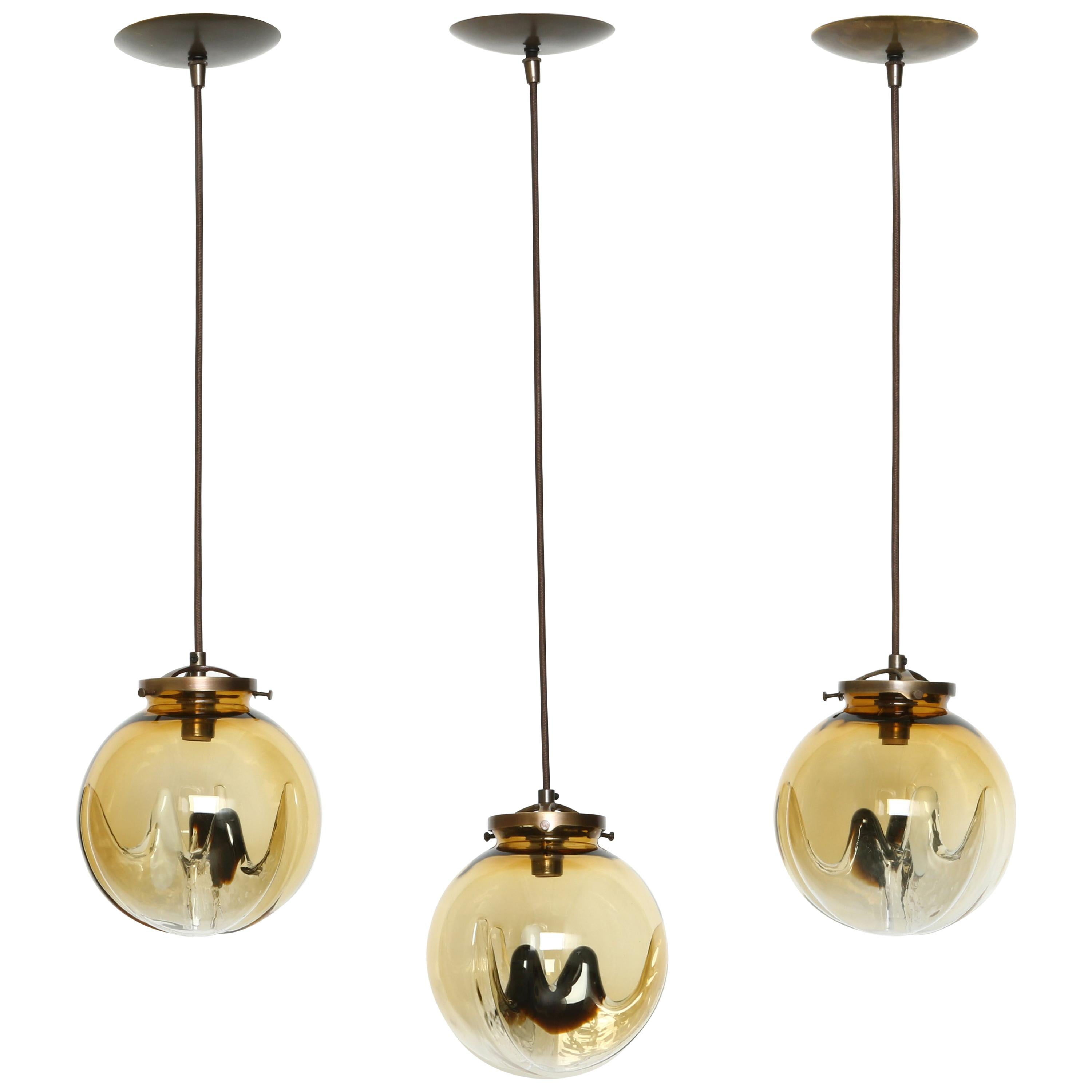 Mazzega Murano Glass Ceiling Pendants, Set of Three