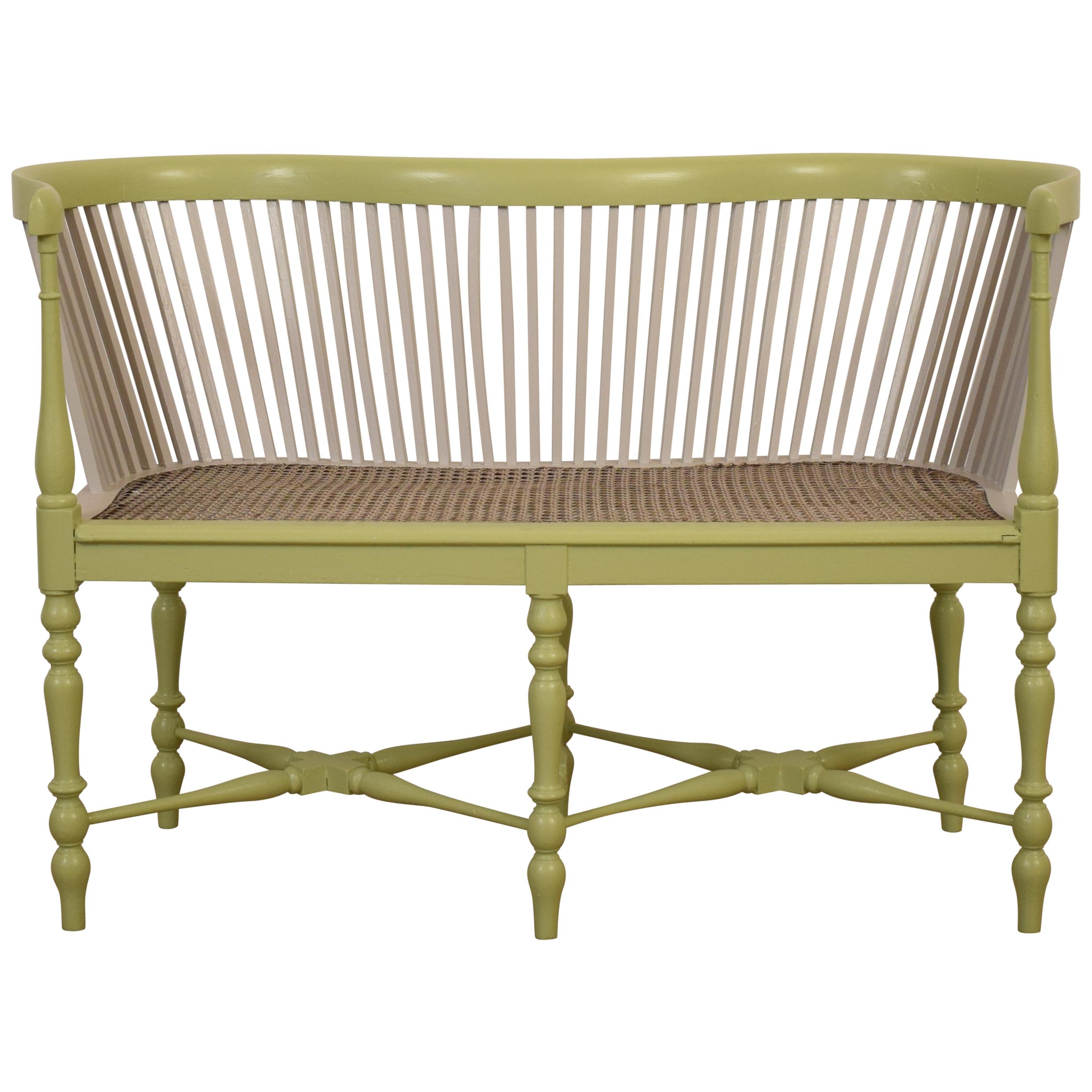 Late 19th Century French Louis XVI Painted and Caned Small Bench