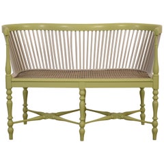 Late 19th Century French Louis XVI Painted and Caned Small Bench