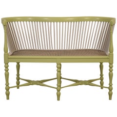 Late 19th Century French Louis XVI Painted and Caned Small Bench