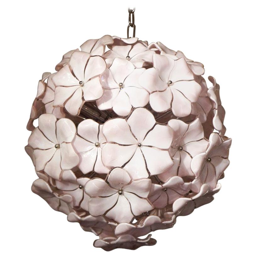 Cenedese Midcentury Rose Murano Glass Chandelier by Cenedese, 1980s