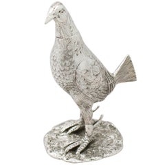 Edwardian English Sterling Silver 'Game Bird' Pepperette