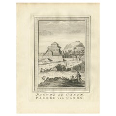 Antique Print of the Canon Pagoda by Van Schley, '1758'