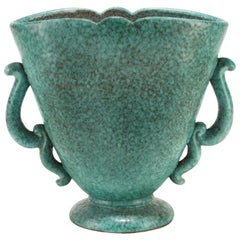 Grand vase turquoise de Marcel Noverraz des années 1930