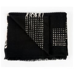 Classic Artisan WALNUT BLACK Yak Throw / Blanket Handwoven & Hand Embroidered