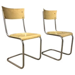 1931, Mart Stam for Thonet, Set of Light Yellow Wooden S43