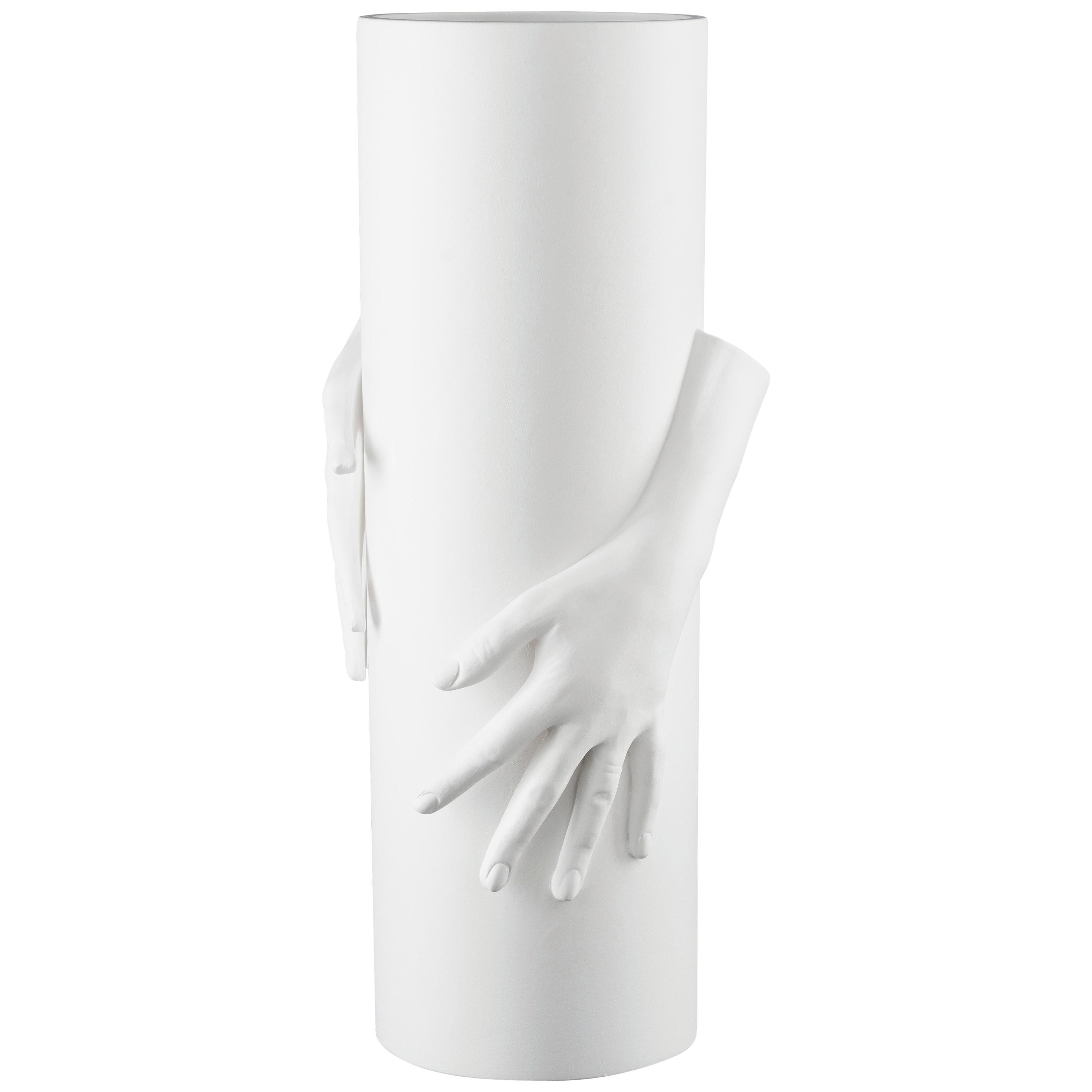 Vase Hands, Matt White Ceramic, Italy