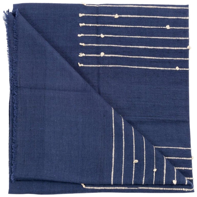ROSEWOOD INDIGO Merino Throw / Blanket In Stripes Design For Sale