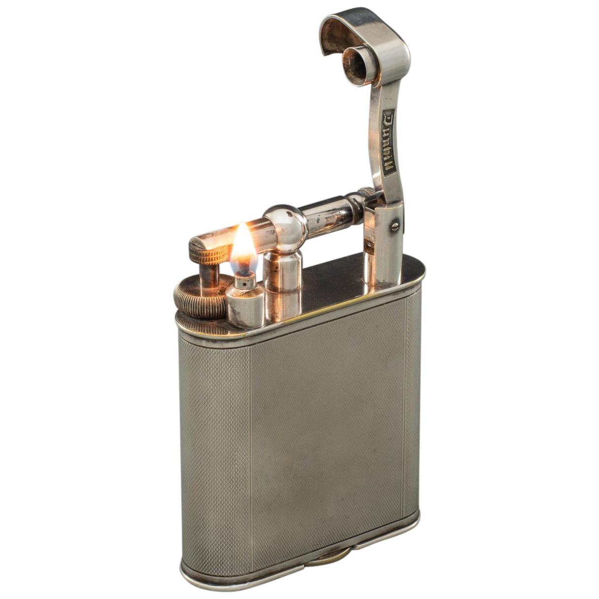 Silver Plated Dunhill 'Giant' Lighter with Engine Turned Finish, circa 1948