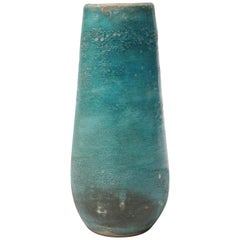 Studio Pottery Volcanic-Texture Vase by Mark Keram in Turquoise