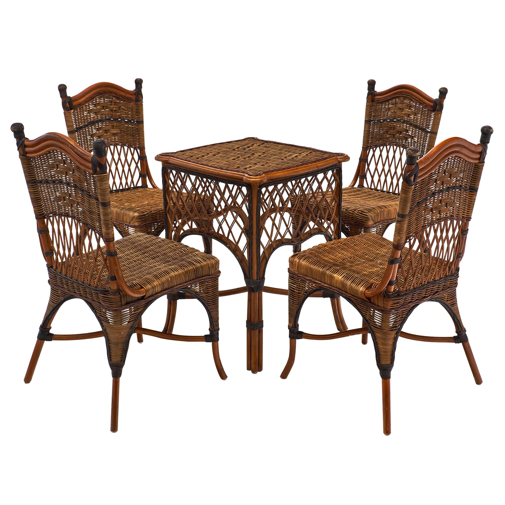 English Set of Wicker Chairs and Table