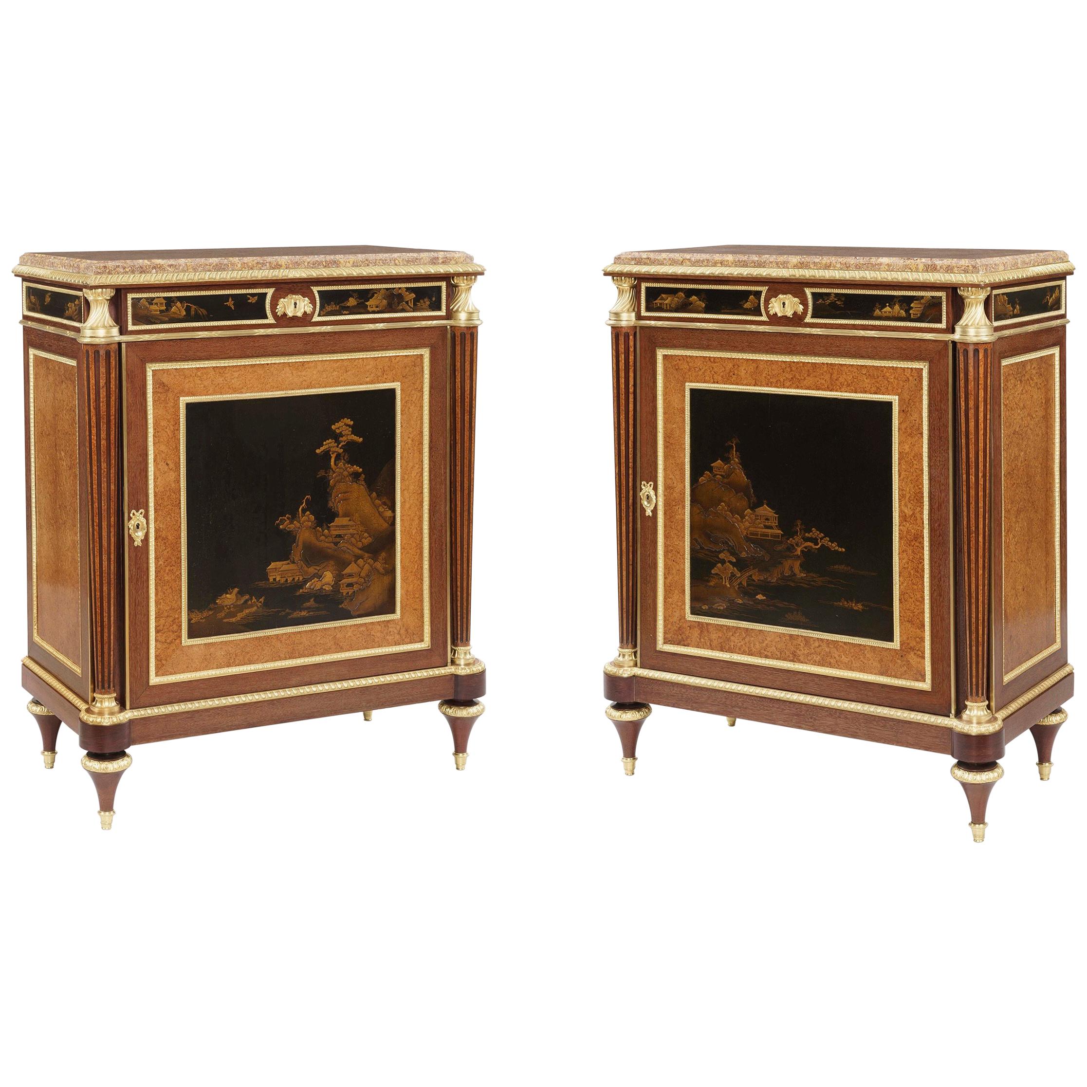 Unrivalled Pair of 19th Century Cabinets with Lacquer Panels