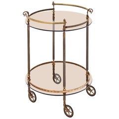 Brass and Smoked Glass French Bar Cart