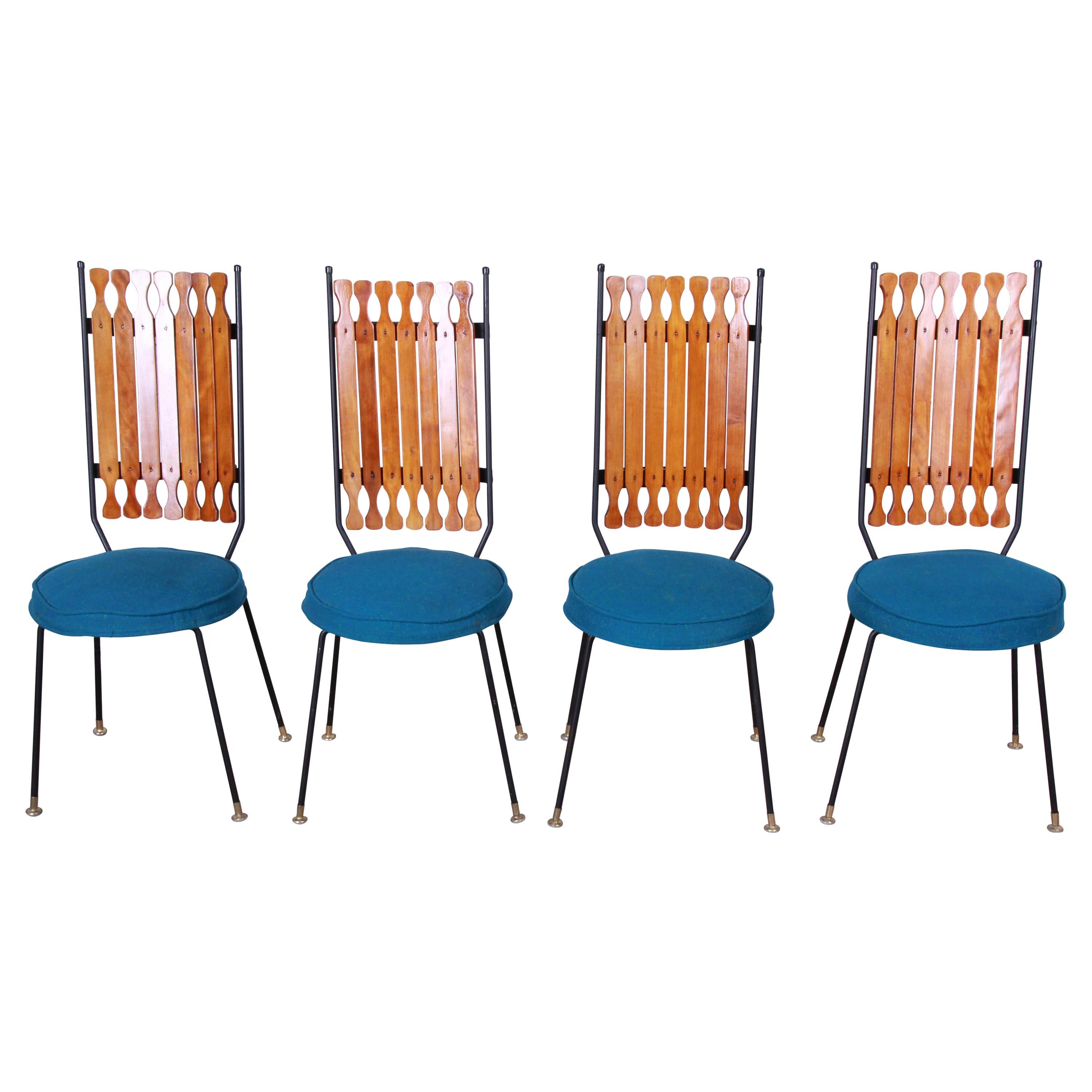 Arthur Umanoff for Shaver-Howard Mid-Century Modern High Back Dining Chairs, Set