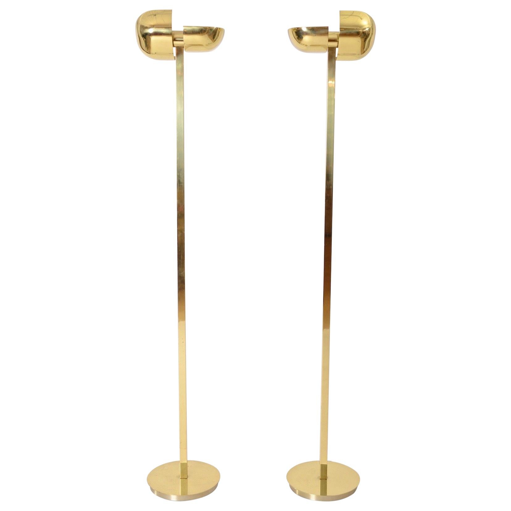 Pair of Adjustable Brass Floor Lamps or Uplighters by Lumi, Italy , circa 1970