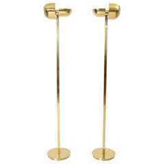 Pair of Adjustable Brass Floor Lamps or Uplighters by Lumi, Italy , circa 1970