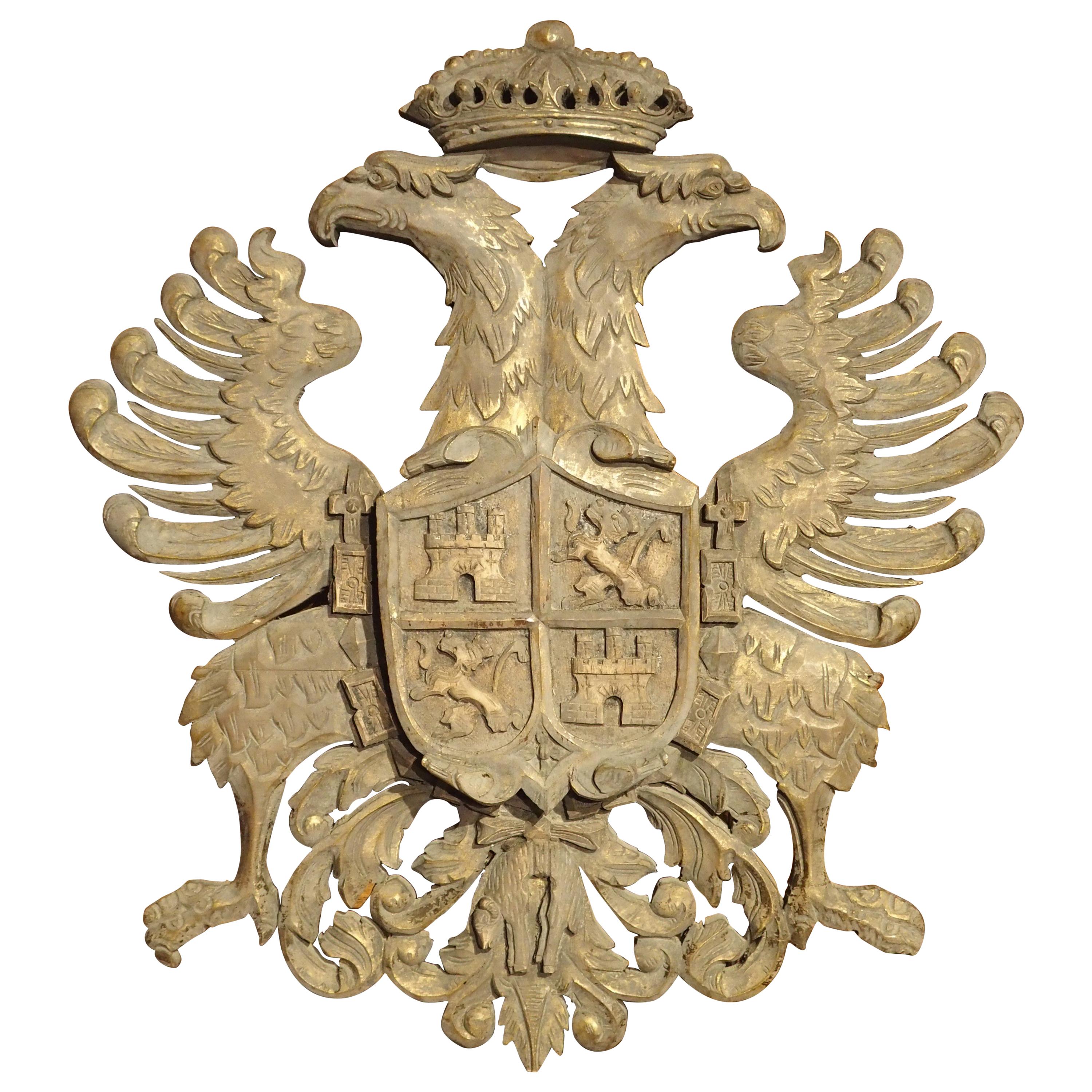 Antique Carved and Gilded Coat of Arms of Toledo Spain, circa 1900