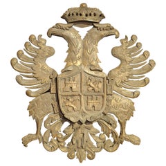 Antique Carved and Gilded Coat of Arms of Toledo Spain, circa 1900