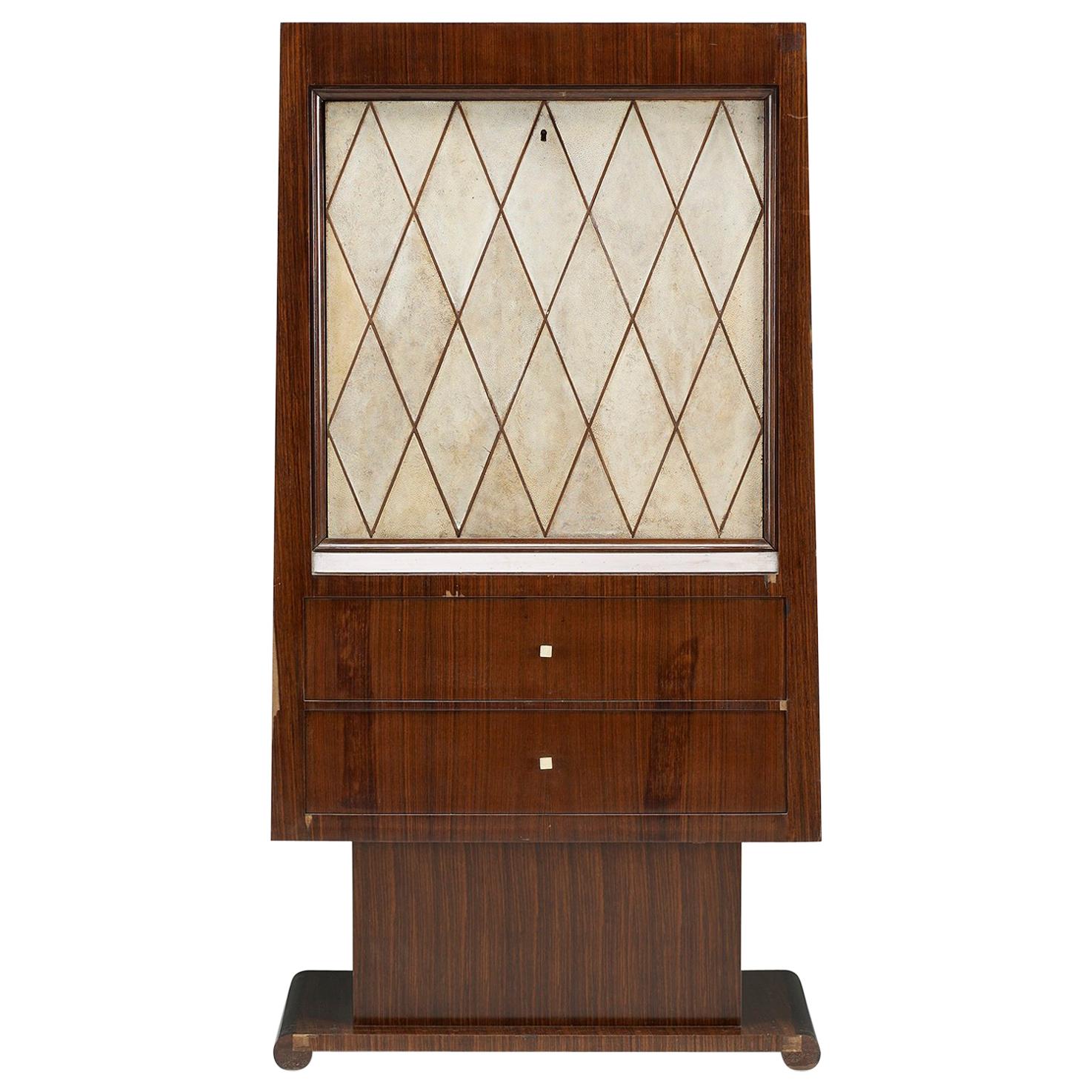 Rosewood and Shagreen Art Deco Cabinet For Sale