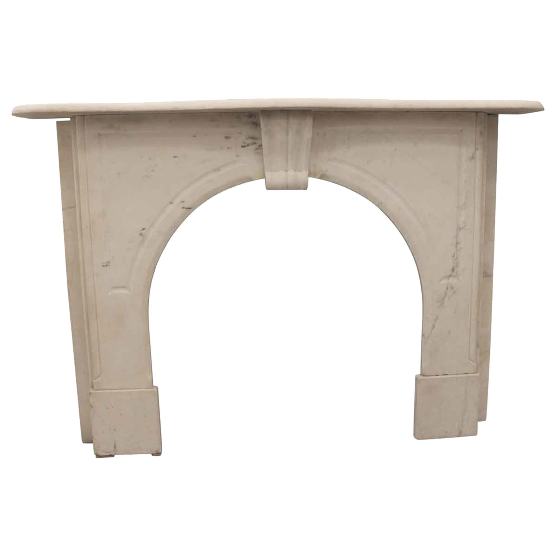 1910 New York Brownstone Arched White Carved Marble Mantel