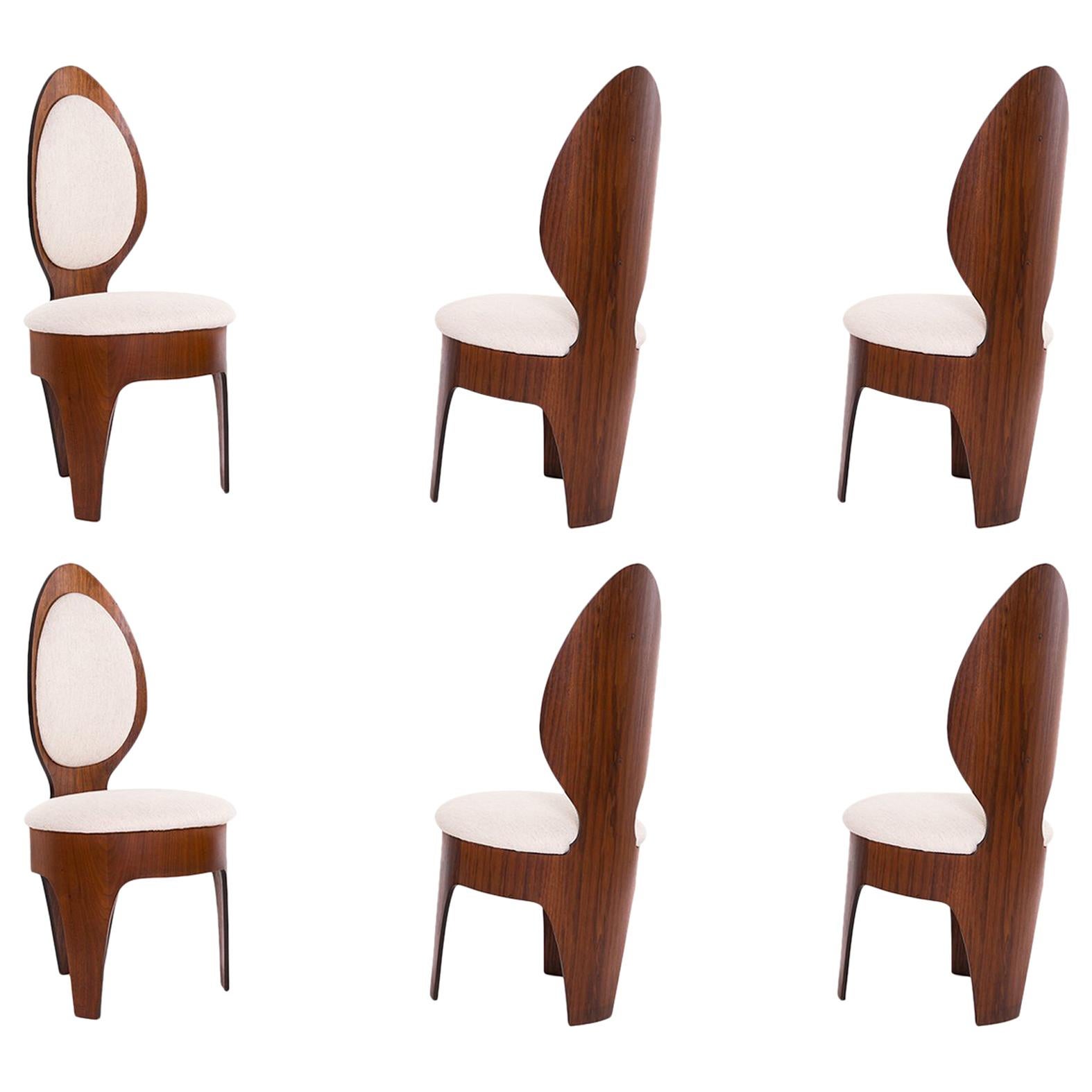Henry Glass Walnut 'Spoon' Dining Chairs