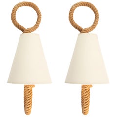 1950s Pair of Adrien Audoux & Frida Minet Rope Sconces
