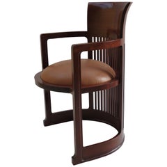 1980s Cassina Barrel Taliesin Chair Designed by Frank Lloyd Wright Cherrywood